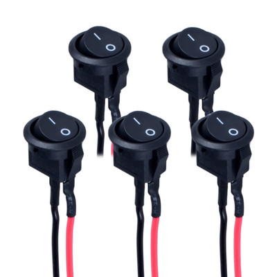5Pcs Mini round Rocker Switch 15Mm on off Latching Toggle Switch SPST 2Pin 6A 12