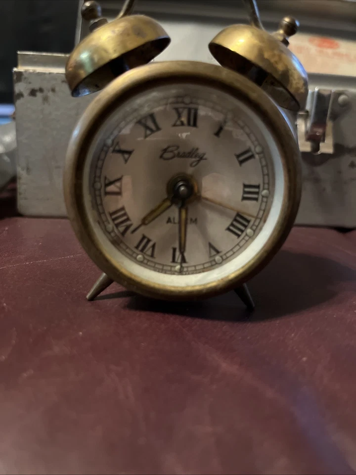 Vintage, Bradley Wind Up Alarm Clock, West Germany, Brass, Glowing Arms - Image 3 of 3