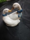 1980’s Ceramic Geese With Blue Bows Vintage Home Decor collectibles Ducks — photo 1