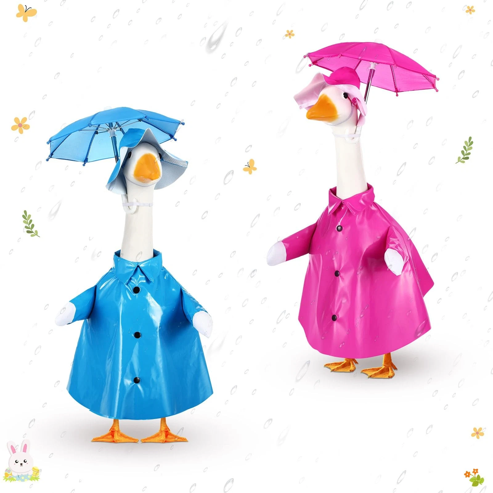 Spring Porch Goose Costume Set with Raincoat and Umbrella for Outdoor Decor