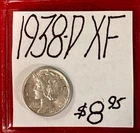 1938-D Mercury Silver Dime (XF) Extra Fine Condition! ENN Coin