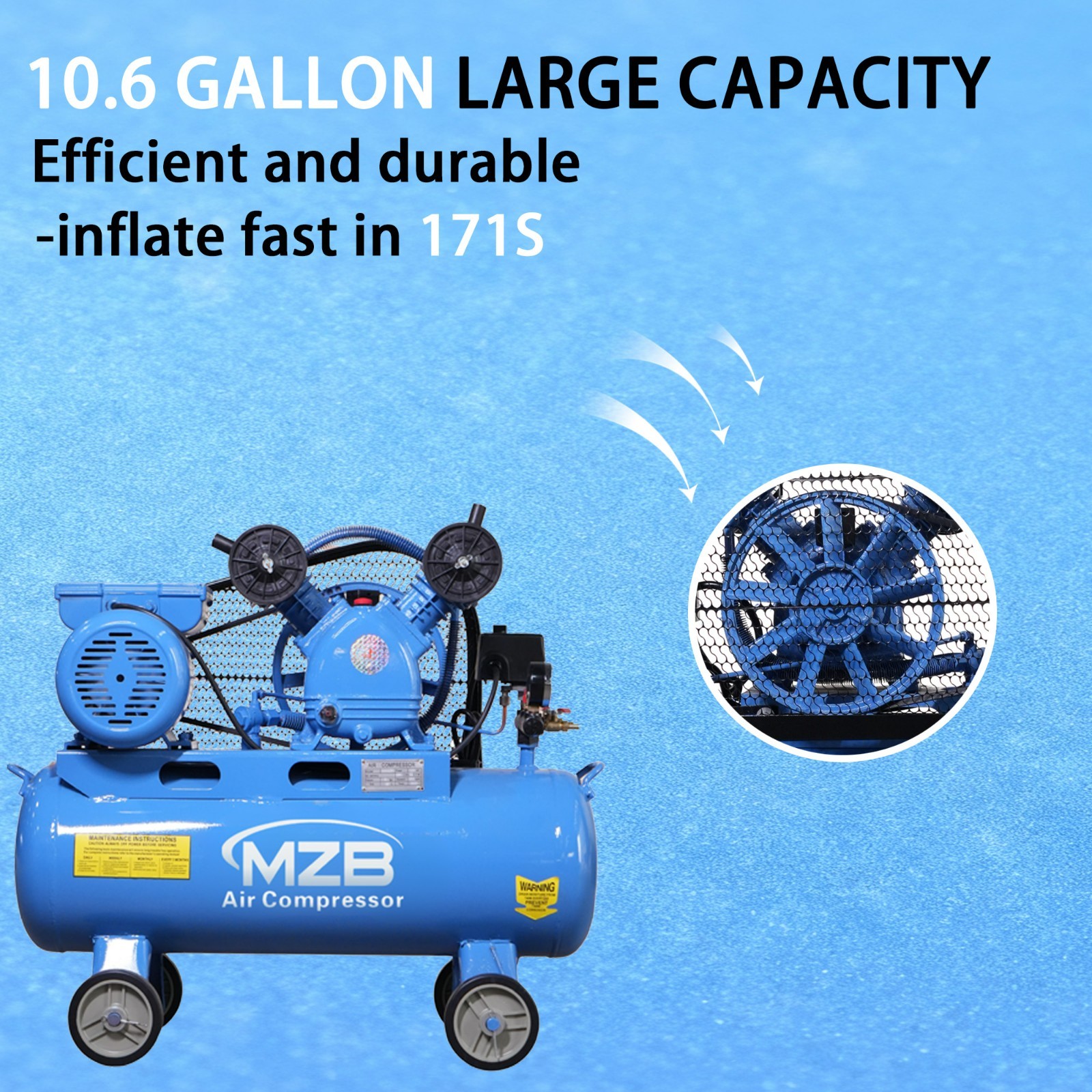 10.6 Gallon 81dB Ultra-Quiet Air Compressor 2.2 kW / 3 HP 5.6 Air Compressor