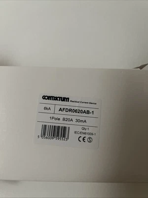 CONTACTUM ARC PROTECTION AFDD/RCBO . 1polE. B20A. 30mA Brand New Comes With Box