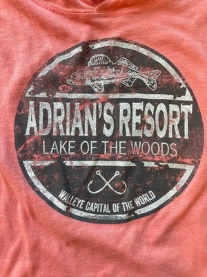 Lane Seven Adrian's Resort Lake of the Woods Pullover Hoodie Men's S Pink