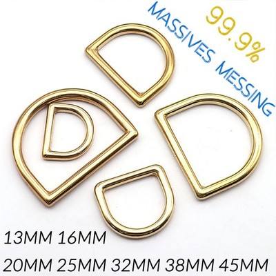 1 - 100 Stk D-Ringe Draht 13/16/20/25/32/38/45 mm Gold Messing D-Ring