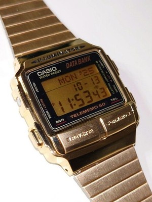 Rare CASIO DB-580 90s Data Bank Gold Digital Watch Telememo 50