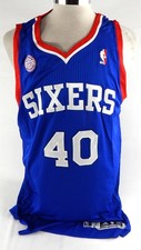 2013-14 Philadelphia 76ers Jarvis Varnado #40 Game Issued Blue Jersey Iverson6