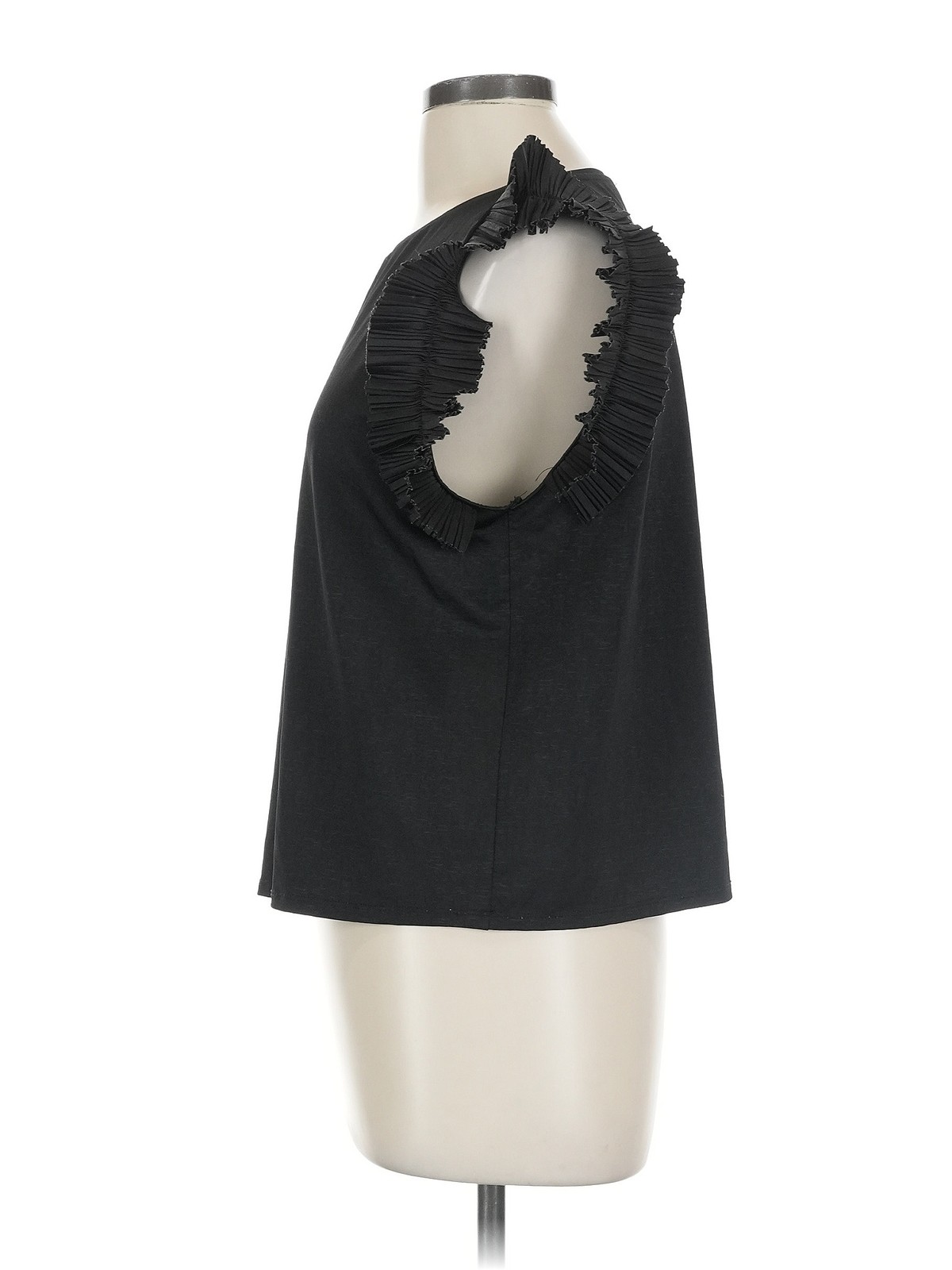 Zara Women Black Short Sleeve Top L thumbnail 4