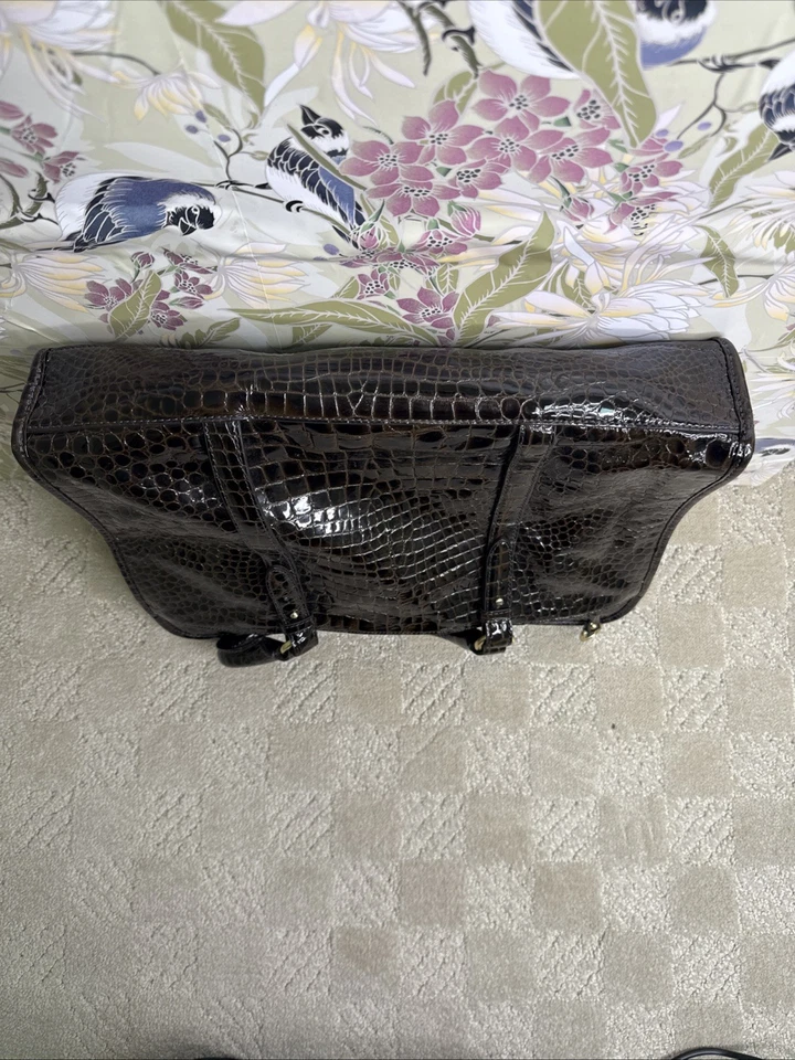 COLE HAAN Marrón Charol Laptop Maletín Acolchado Bolso Mensajero 16" x 11.5" Foto 4 de 4