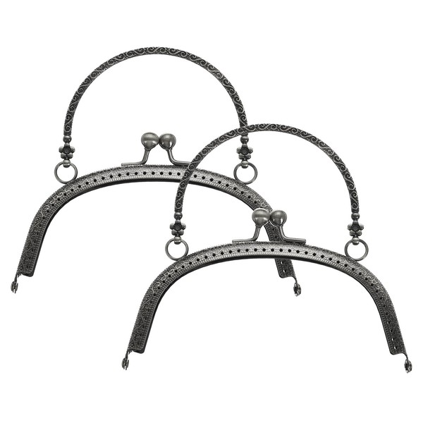2 StüCk Metall-GeldböRsenrahmen, 16,5 Cm Retro-Bogen-Kussverschlussrahmen (Grau)-image