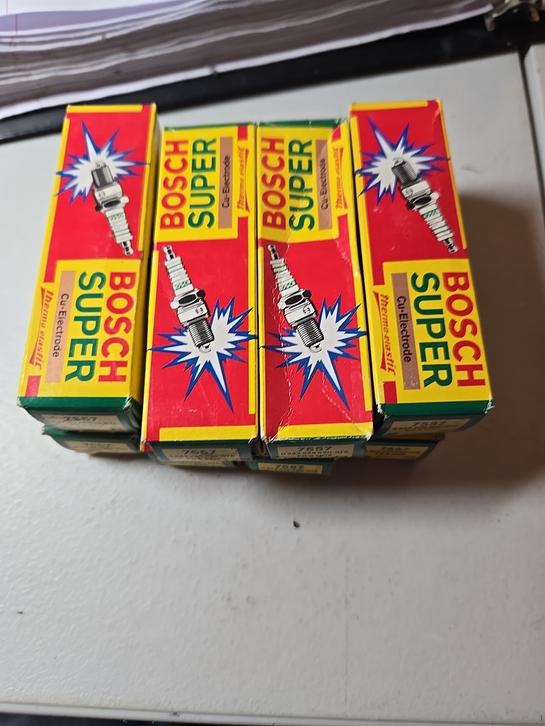 Vintage Spark Plug-Bosch Super 7557 Set Of 8 New Old Stock Sealed Box