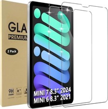 2-Pack Screen Protector for iPad Mini 7 2024 / Mini 6 8.3" 2021, HD Clarity, 9H