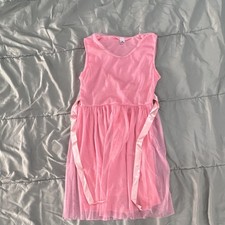 Kids/ Pink Sleeveless Girls Dance Dress Medium Tulle Ribbon Ballet Size M 08
