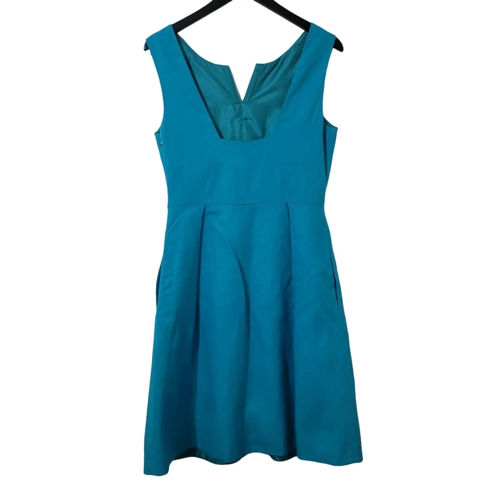 Abito Kate Spade misto lino 8 maniche turchese tasche A Line classico