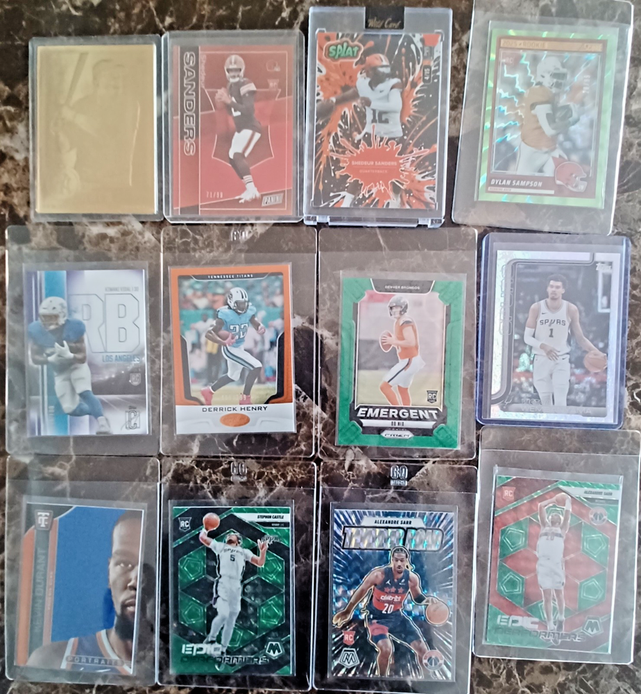 12 CARD MIXED SPORT CARD LOT OF ROOKIE CARDS, #'D CARDS, AND PARALLEL CARDS