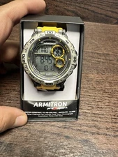 Armitron ProSport Mens Digital Watch 100M Yellow Resin Band Instalite 40/8441BYL