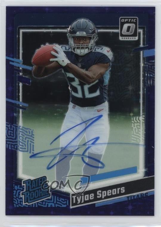 2023 Donruss Optic Purple Stars Prizm 46/50 Tyjae Spears #297 Rookie Auto RC 2o0