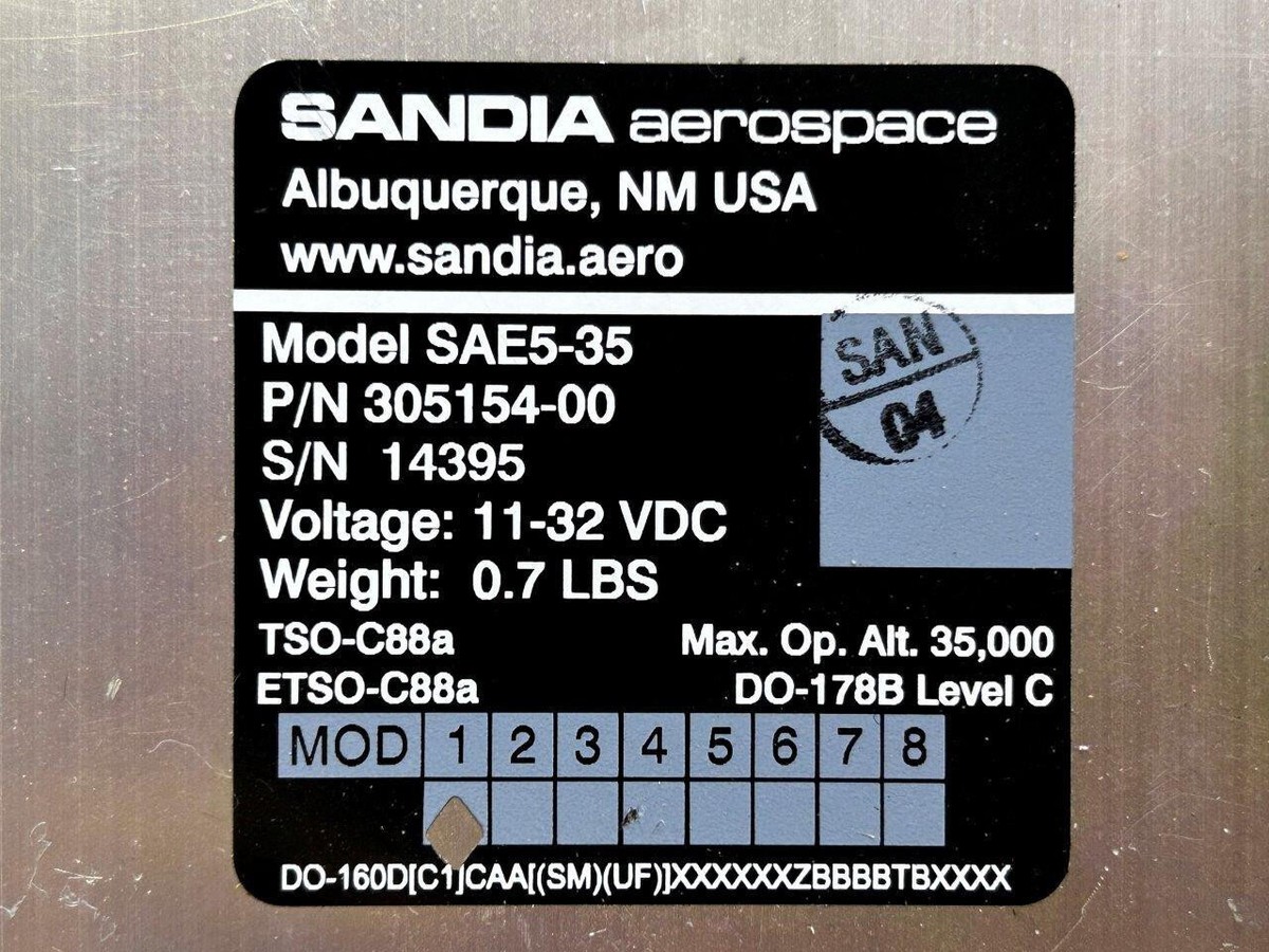 めの 305154-00 Sandia Aerospace SAE5-35 Altitude Encoder with