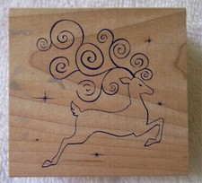 ALL NIGHT MEDIA "SPIRAL DEER" RUBBER STAMP 621F GREAT CONDITION