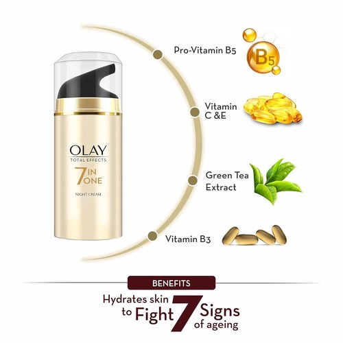 Olay Total Effects Night Cream For All Skin Types 50gm - Picture 3 of 8
