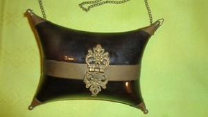 Antique Gothic Victorian Bone Purse with brass accents Rare!
