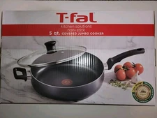 T-fal Kitchen Solutions Cookware, 5 Quart Non-Stick Jumbo Cooker With Lid, Black