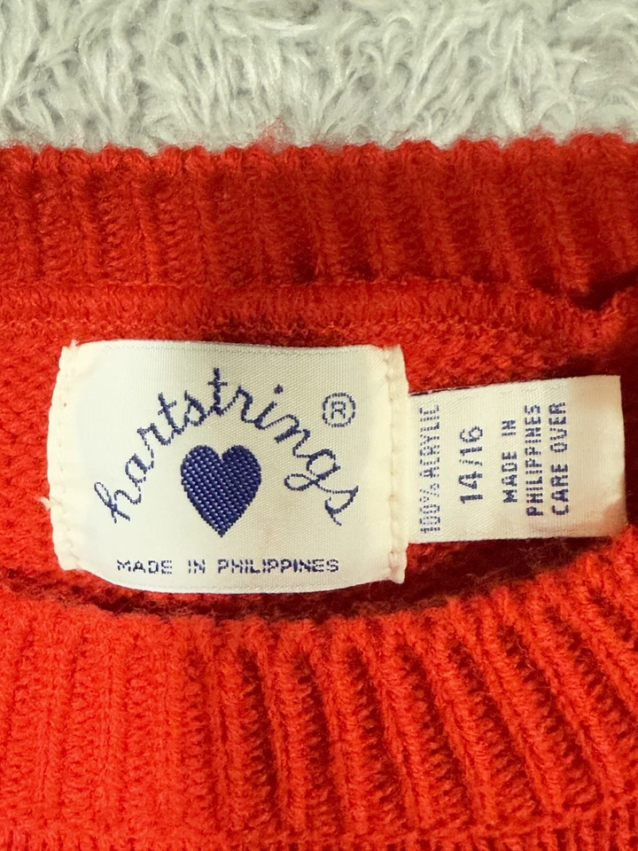 Suéter Polo Vintage Hartstrings Talla YOUTH XL 14/16 Rojo Verde Caballo Perro Zorro Foto 3 de 4