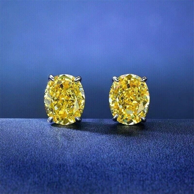 Aretes de 4 puntas enchapados en oro amarillo de 14 k citrino amarillo corte redondo de 4 quilates 925 Foto 2 de 4