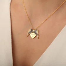 925 Sterling Silver Customized Angel Wings Necklace, Guardian Angel Wings gift