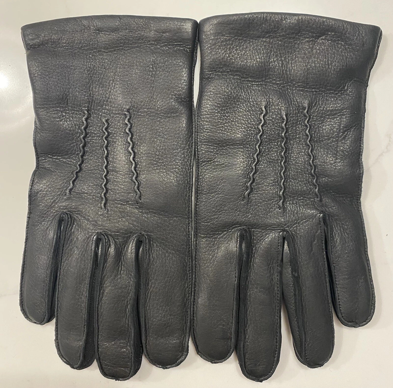 Genuine Leather Gloves Black Size L