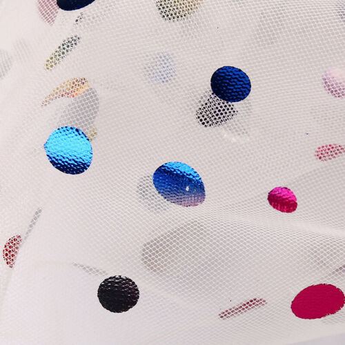 Multicolor Polka Dot Gilding Printing Tulle Mesh Fabric Cloth Costume Craft Trim - Foto 1 di 9