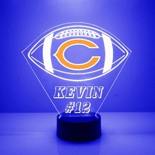 Chicago Bears Night Light, Football LED Sports Fan Lamp, Personalized FREE
