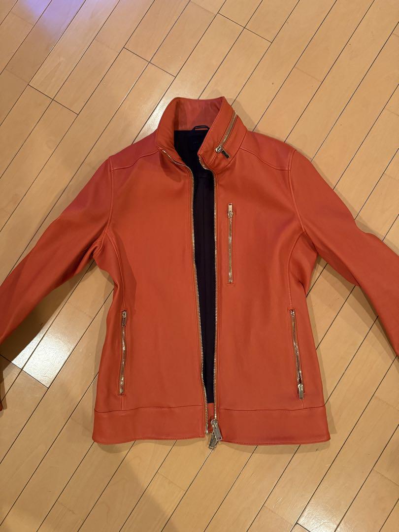Jun Hashimoto Orange Leather Single Riders Jacket - Stylish 