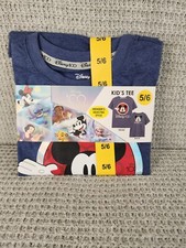 NEW Disney 100 Kids Mickey Mouse T-Shirt Size 5/6 Boys Girls Blue Tee