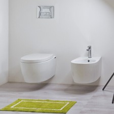 Sanitari Sospesi Filo Muro con Coprivaso Rallentato Vaso Rimless Bidet WC Bagno