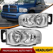 Headlights For 2002-2005 Dodge Ram 1500 2500 3500 Chrome Housing Headlamps Pair