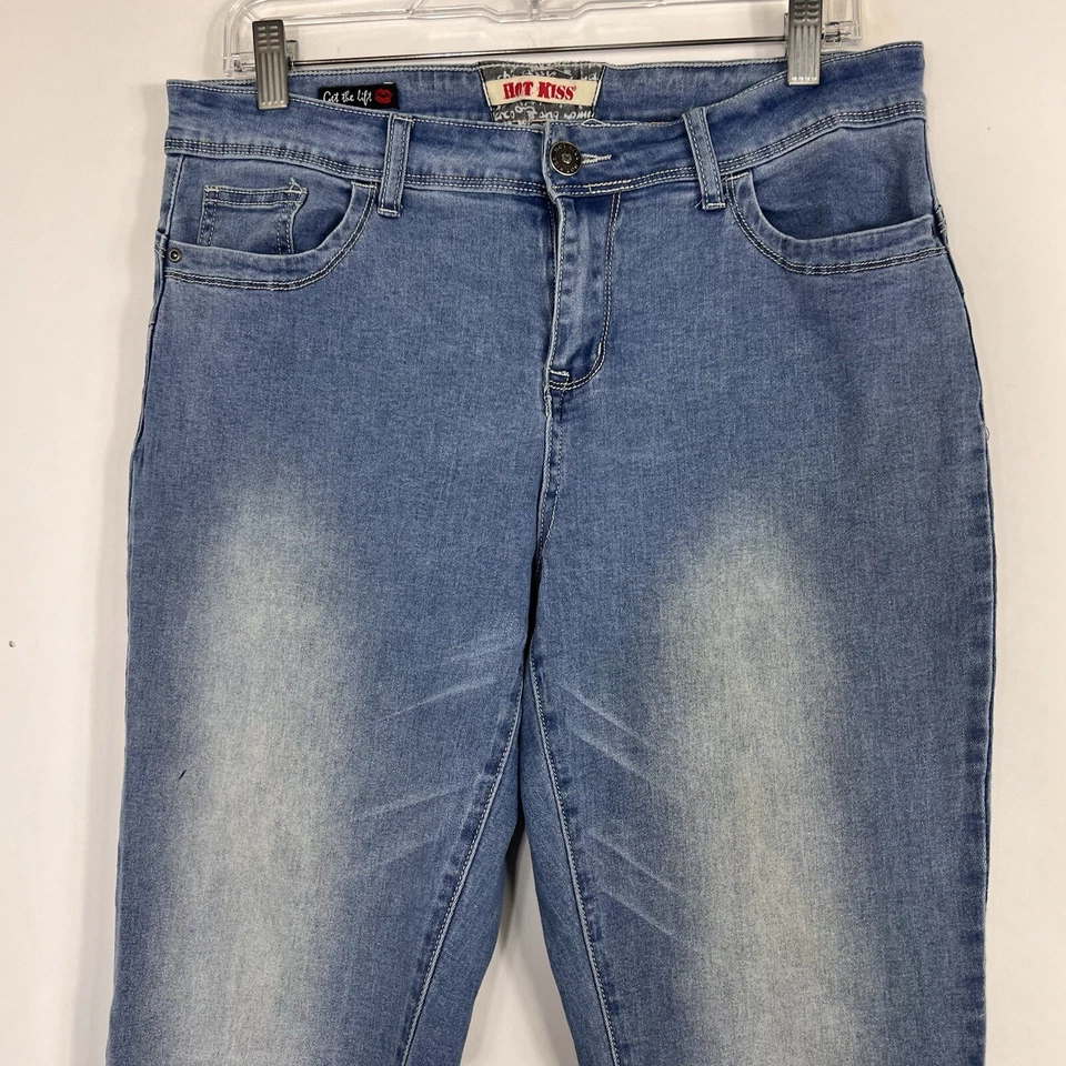 Pantalones de mezclilla elásticos informales Hot Kiss para mujer talla 16 ajustados tiro medio lavado Foto 2 de 4