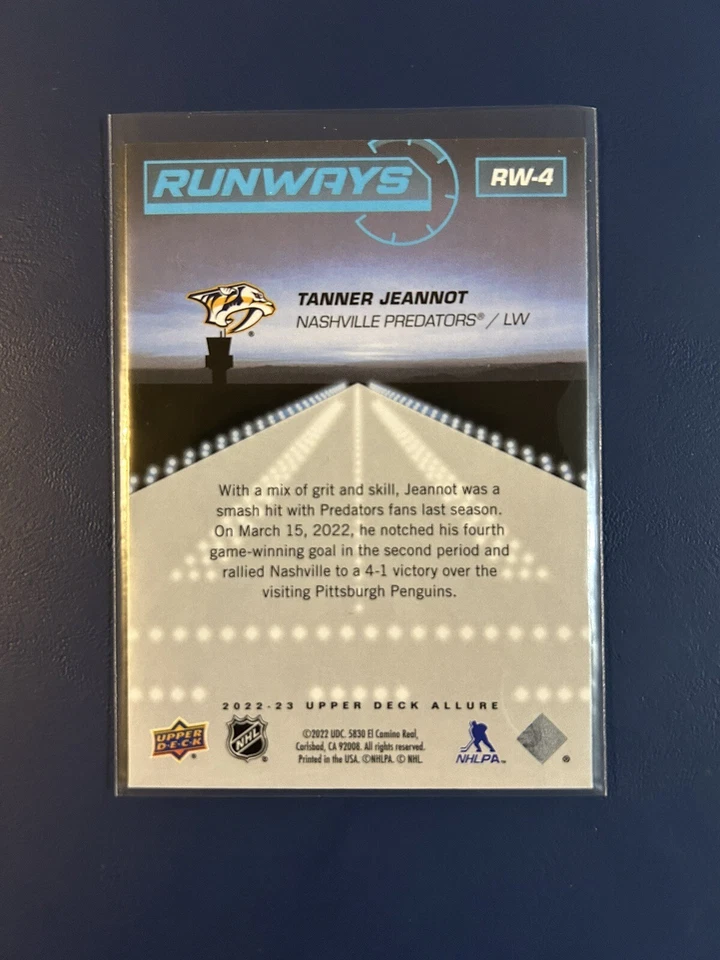 2022-23 Upper Deck Allure TANNER JEANNOT RW-4 Runways Insert - Image 2 of 2