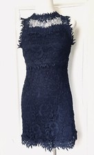 NWT Romeo & Juliet Couture Women’s Dress Sm. Sleeveless Keyhole Back Navy Lace