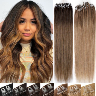 Micro Ring Loop Hair Extensions Micro Beads Link Remy Human Hair ASP 100Stands