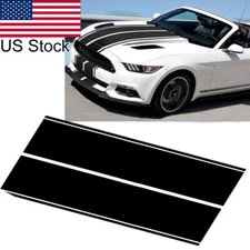 78.7'' Black Hood Roof Rally Racing Stripe Decal Vinyl Sticker For Ford Mustang