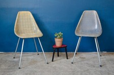 Paire de chaises "La Cigogne" France 1950 en acier et fibre de verre design