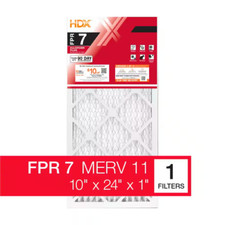 HDX 10 In. X 24 In. X 1 In. Allergen plus Pleated Air Filter FPR 7, MERV 11 Free