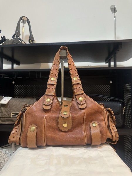 Chloe Brown Leather Anniversary Classic Silverado Shoulder Bag
