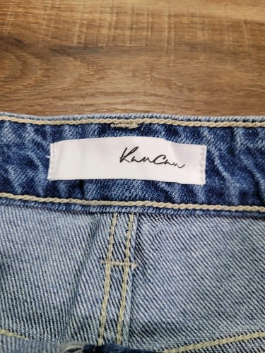 Kancan pantaloncino donna MediuJunior blu vita alta taglio medio lavaggio denim strappato - Foto 4 di 10