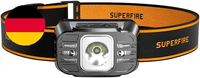 SuperFire Stirnlampe LED Wiederaufladbar, 3000 Lumen, Rotes Licht, 6 Modi, 30H L