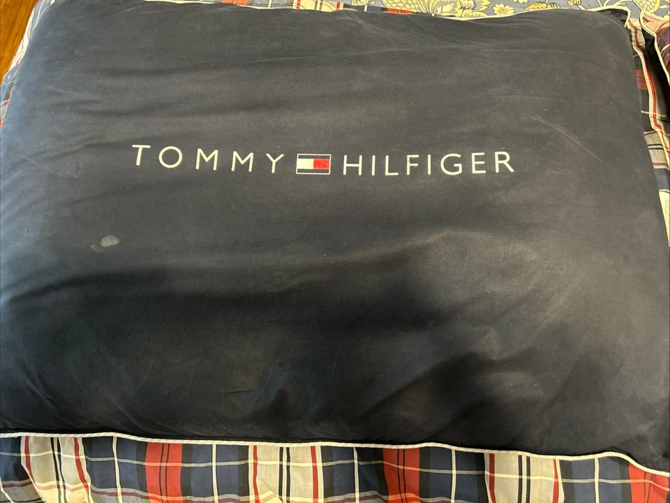 Tommy Hilfiger Navy Blue - Blue Plaid Backside Standard Bed Pillow. Filled (2). - Image 4 of 4