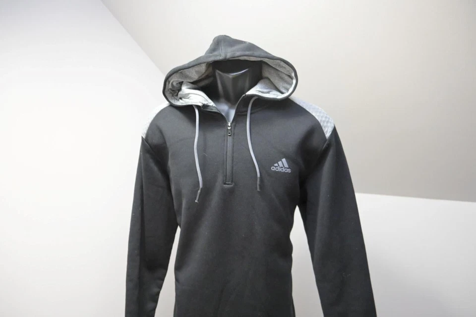 Adidas Fleece Golf Hoodie 1/4 Zip Sweater Performance Black Mens Size Large - Image 3 of 4