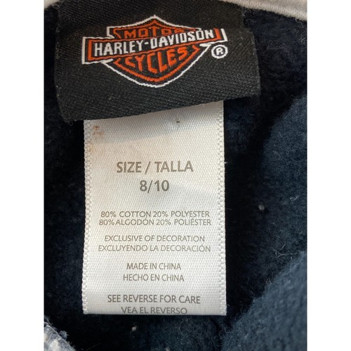 Harley-Davidson Big Boys Sweatshirt Gray Black Size 8/10 Hoodie Fleece Pullover - Picture 5 of 6