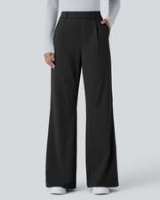 NWT Halara Flex High Waisted Pull on Pocket Work Flare Pants Black Size XL